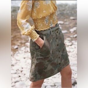 Anthropologie Camo Button Front Skirt
